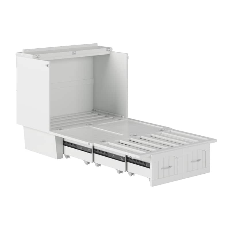 Nantucket Murphy Bed Chest with Mattress and Built-in Charging Station