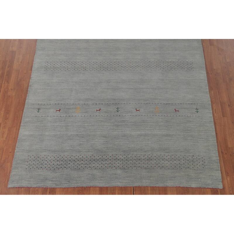 Gabbeh Indian Area Rug Handmade Tribal Blue Wool Carpet - 6'10"x 9'9"