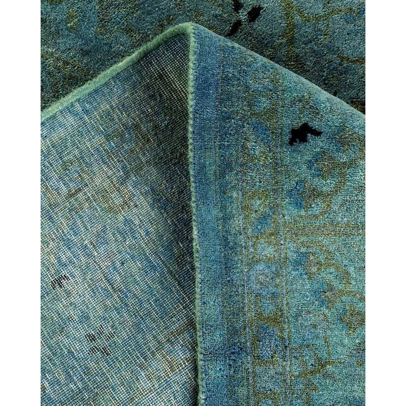 Overton Hand Knotted Wool Vintage Inspired Modern Contemporary Overdyed Gray Round Area Rug - 4' 3" x 6' 0"