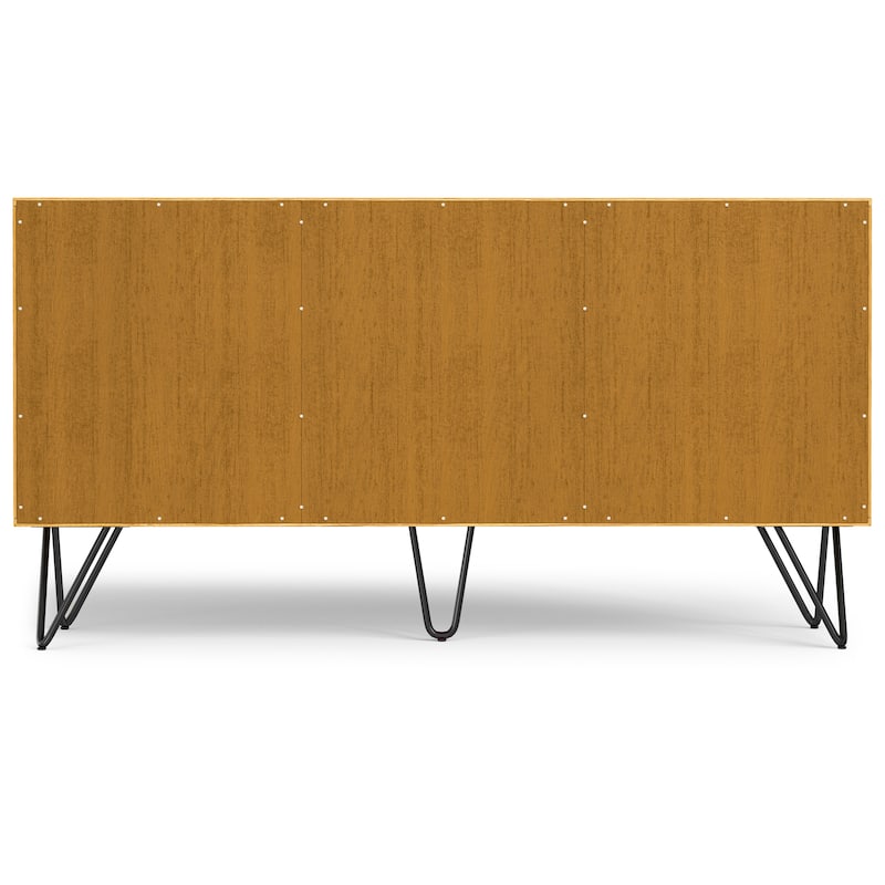 WYNDENHALL Moreno SOLID MANGO WOOD and Iron 60 x 18 inch Rectangle Contemporary 3 Door Sideboard Buffet - 60 inch Wide