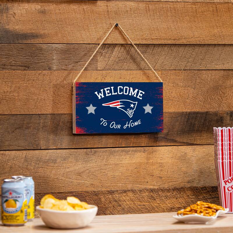 New England Patriots Wooden Door Decor Wall Sign - Multi-Color - 6 x 11