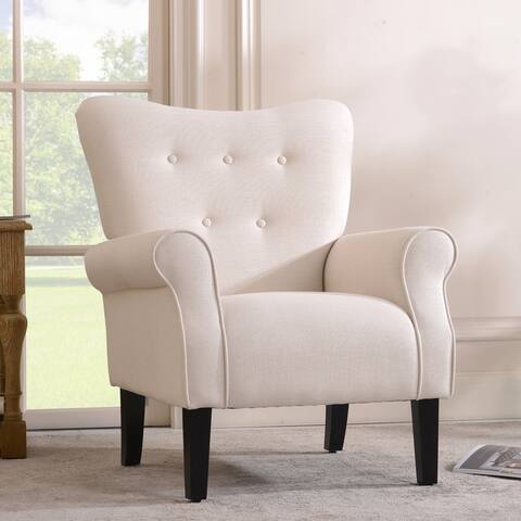 Accent Chair with Wooden Legs, High Back Rest, Padded Armrest