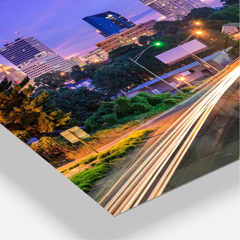 Winston Salem North Carolina - Cityscape Glossy Metal Wall Art