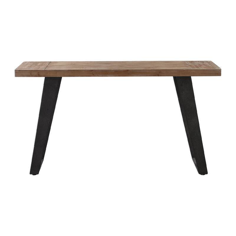51.75" Brown Wood Industrial Console Table with Metal Legs