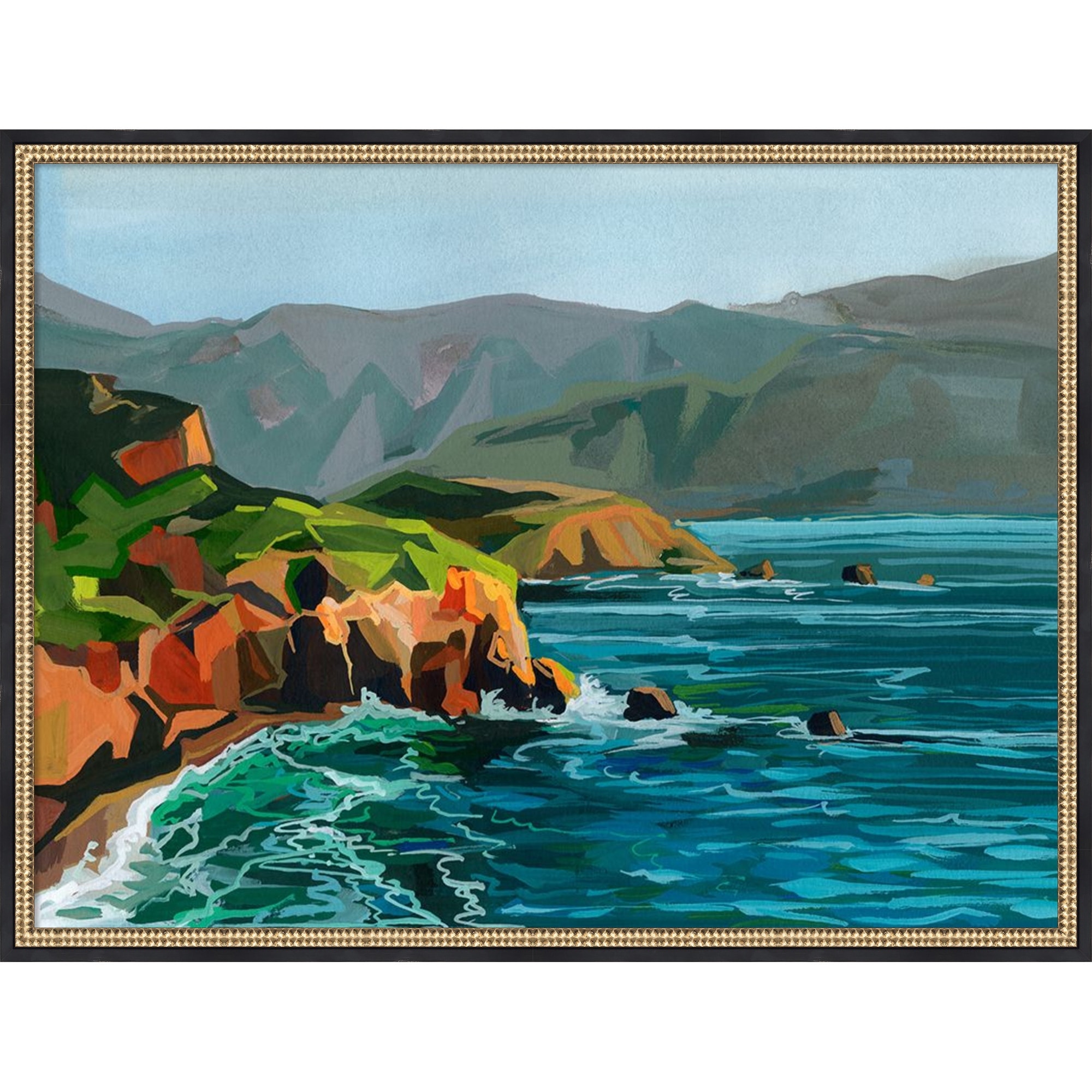Gold Cliffs by Brook Page Framed Mounted Canvas Wall Art Print