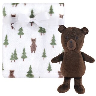 Hudson Baby Infant Boy Plush Blanket with Toy, Forest Bear, One Size - Forest Bear - One Size
