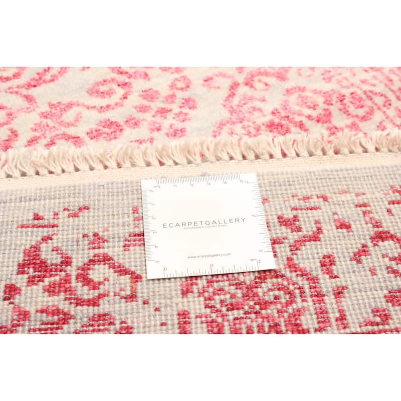 ECARPETGALLERY Hand-knotted Heritage Dark Pink Silk, Wool Rug - 2' 9" x 10' 7"