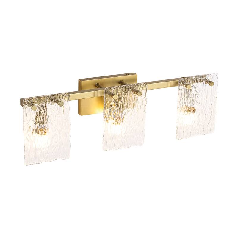 Modern 3-Light Rippled Glass Linear Bathroom Vanity Wall Lamp