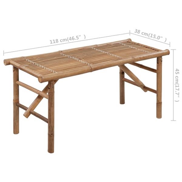 dimension image slide 1 of 2, vidaXL Folding Patio Bench with Cushion 46.5" Bamboo