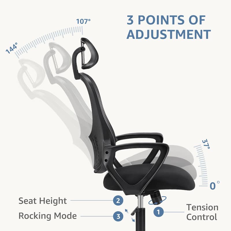Ergonomic Mesh Office Desk Chair with Fixed Armrests