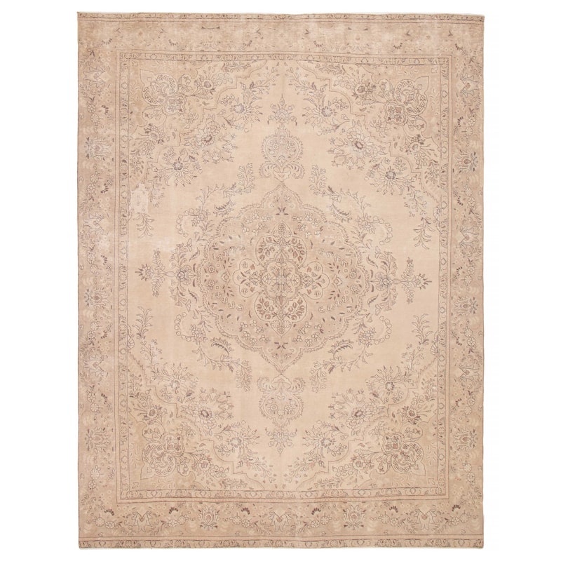 ECARPETGALLERY Hand-knotted Antalya Vintage Khaki Wool Rug - 9'5 x 12'4 - Light Khaki - 9'5 x 12'4