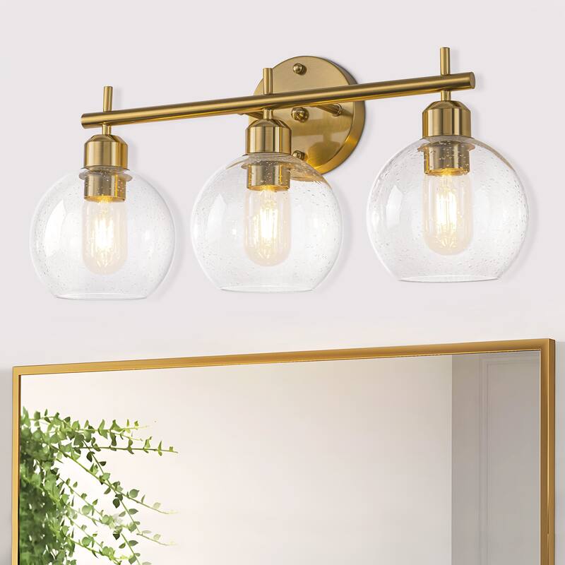 Starsky Modern 3-Light Dimmable Vanity Light with Seeded Glass Globes