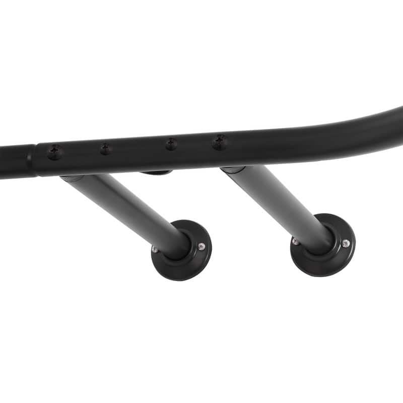 Utopia Alley Rustproof Aluminum Hoop Shower Rod With Ceiling Support for Clawfoot Tub, 46 Inch Size by 22 Inch - Matt black