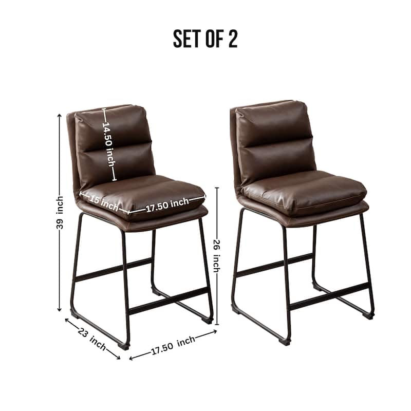 Upholstered 26-inch Counter Height Stools, Set of 2