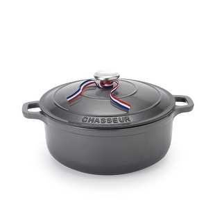Chasseur 7.1-quart Caviar Grey Enameled Cast Iron Round Dutch Oven