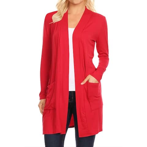 Women's Casual Open Front Solid Cardigan Jacket