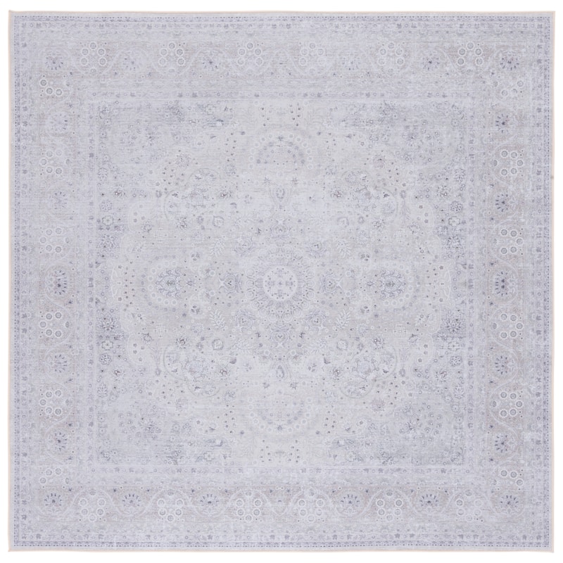 SAFAVIEH Tucson Machine Washable Slip Resistant Fanica Rug - 6' Square - Beige/Beige
