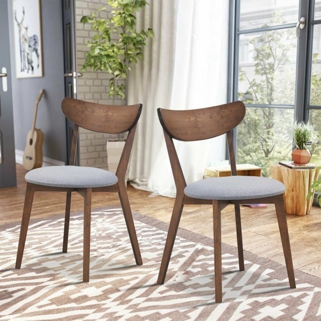 Set of 2 Dining Chair Upholstered Curved Back Side - 18" x 23" x 32" (L x W x H)
