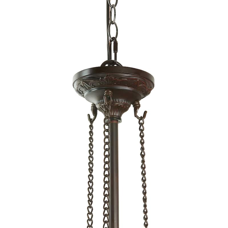 Dragonflies River of Goods Tiffany-Inspired Blue and Green Stained Glass and Metal 24-Inch Hanging Pendant Light