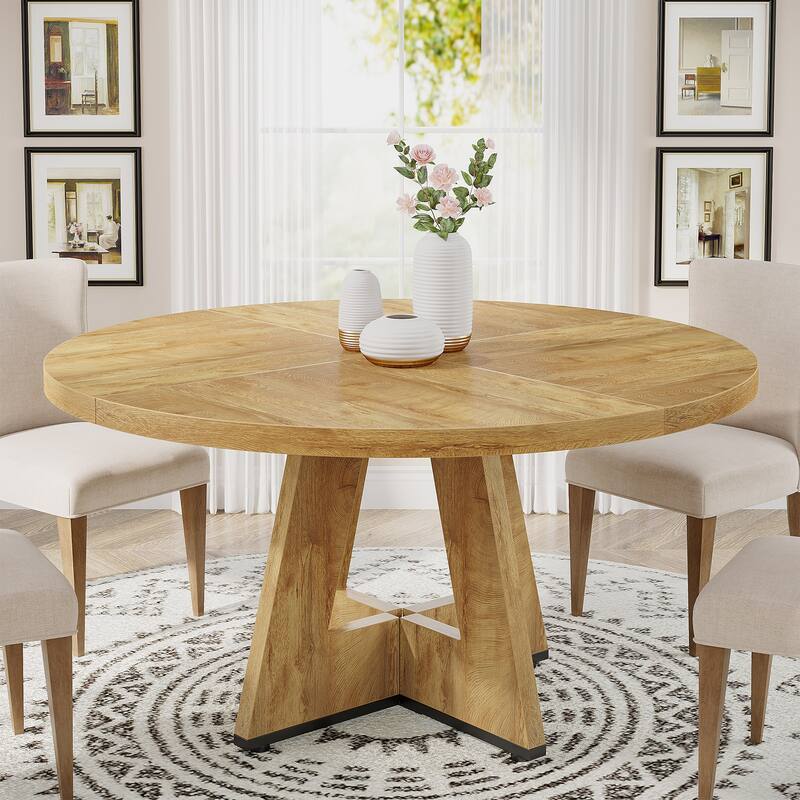 47-inch Round Dining Table Wood Dinner Table for 4-6 People - Oak