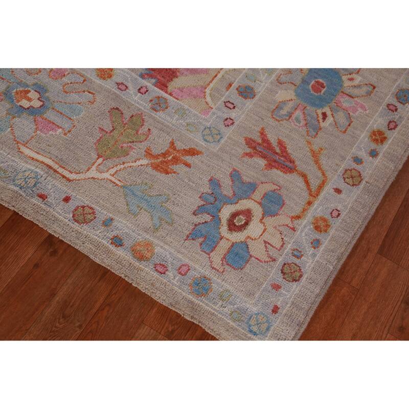 Hand Knotted Oriental 100% Wool Carpet Transitional All-Over Beige & Ivories Oushak Area Rug - 9' 10'' X 8' 5''