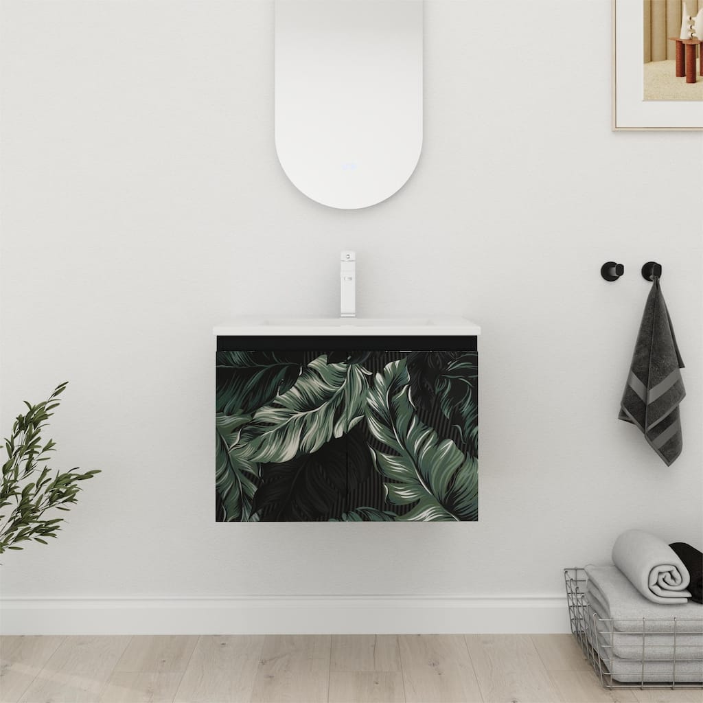 Bathroom Vanity With Sink In 24/30 Inch, Floating Bathroom Vanity with Soft Close Door