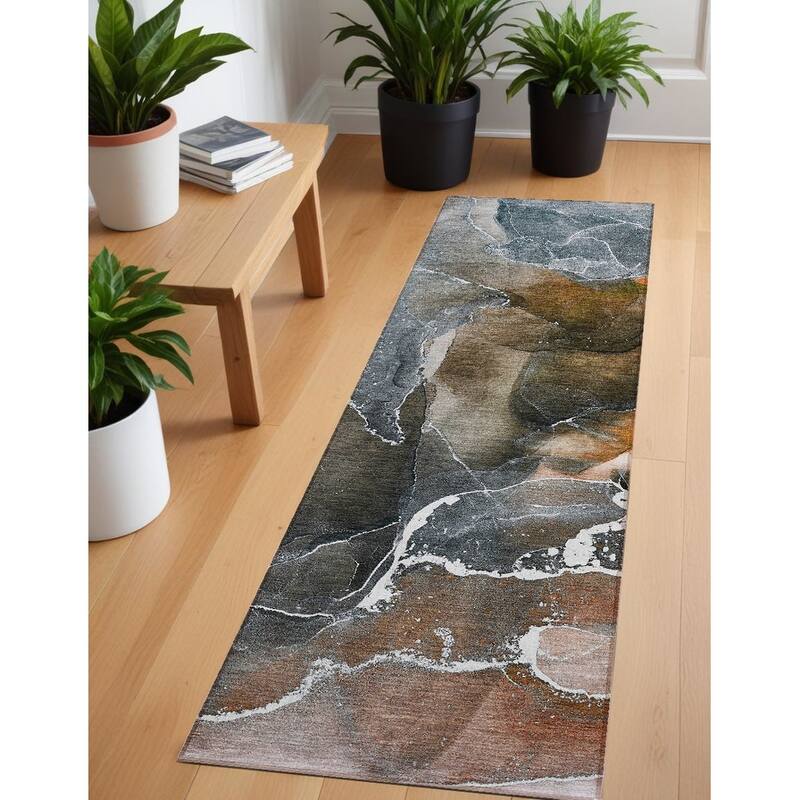 Almilo Modern Art-Inspired Weather Resistant Current & Stylish Outdoor Rug
