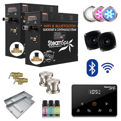 Black Series Steam Bath Generator with Fully Wireless Remote, BLUETOOTH, WIFI, and Auto Drain - 15 KW