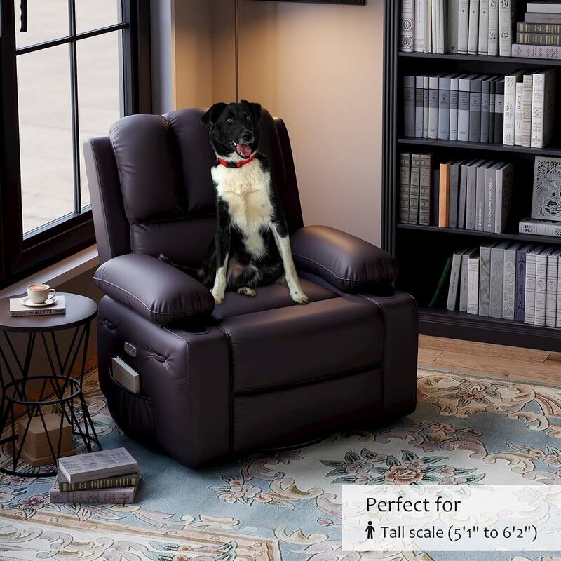 22" Electric Swivel Recliner Chair, Rocking Sofa Chair with Massage