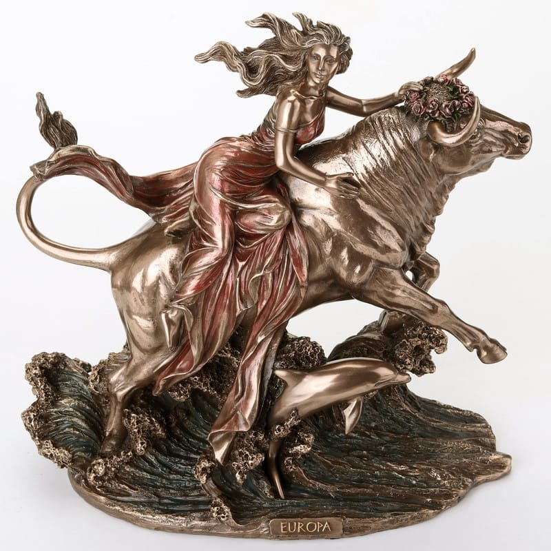 9.45 inches Width Cold Cast Bronze the Abduction of Europa Bronze Finish Figurine