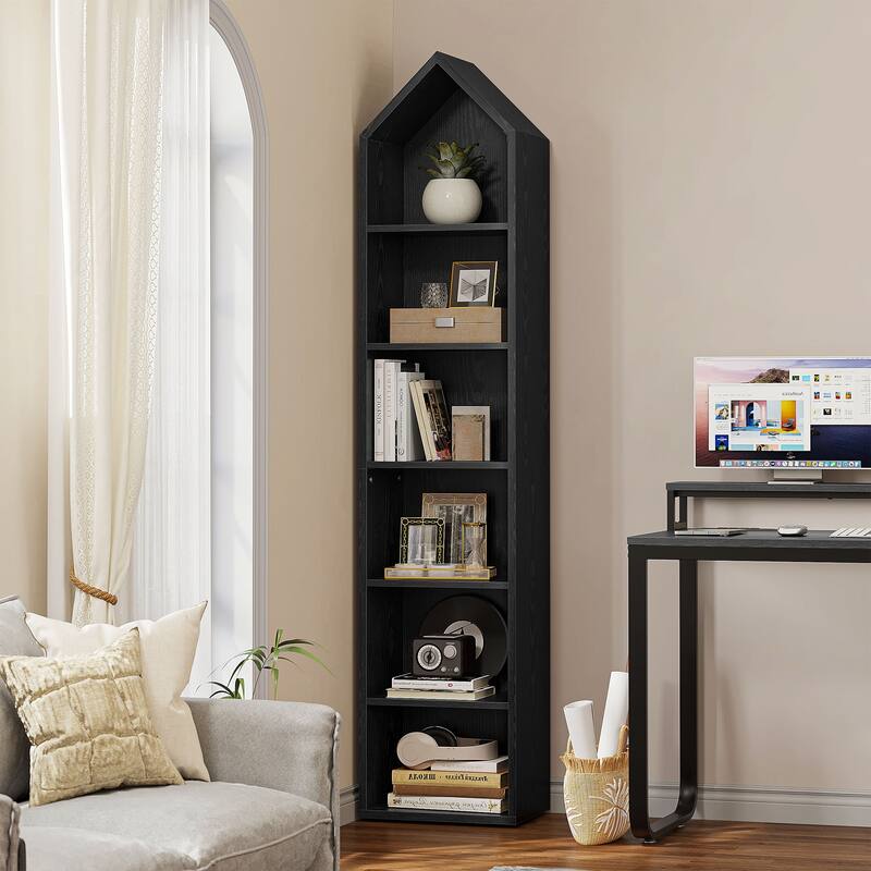 Moasis 6 Tier Tall Narrow Bookshelf and Bookcase Cube Storage Organizer