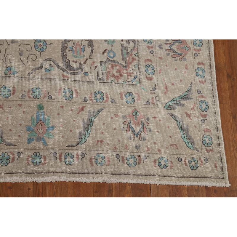 Geometric Tabriz Persian Area Rug Hand-Knotted Oriental Wool Carpet - 8'0"x 10'6"