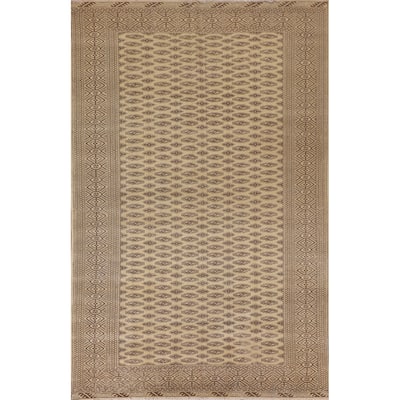 Geometric Turkoman Persian Vintage Area Rug Hand-Knotted Wool Carpet - 6'7"x 9'8"
