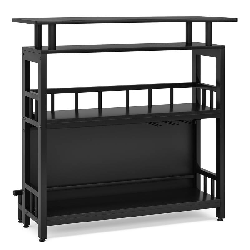 Home Bar Unit,4 Tier Liquor Bar Table with Storage and Footrest,Bar