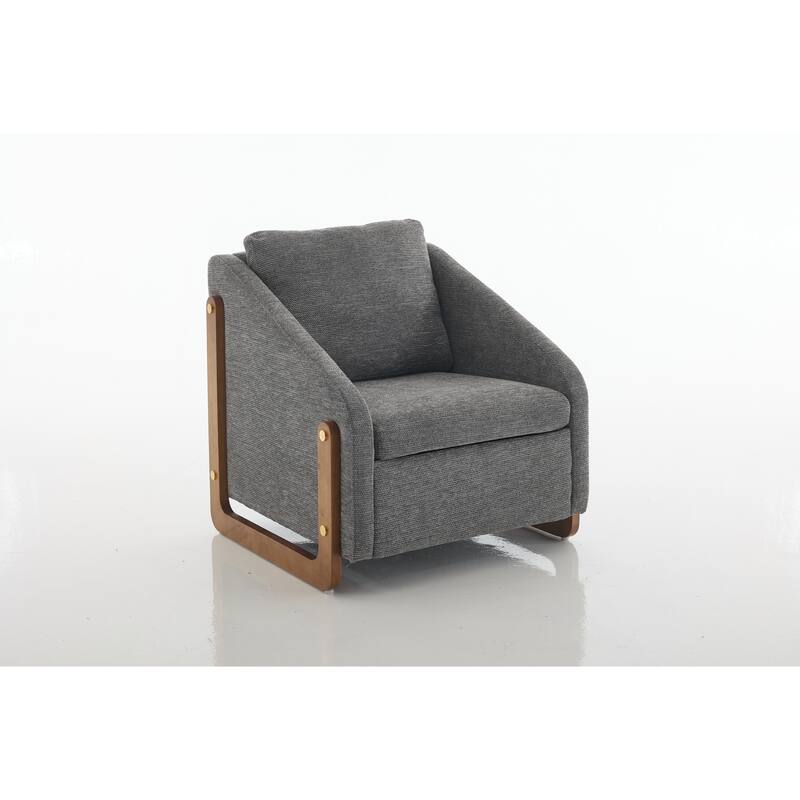 Chenille Armchair with Wooden Frame