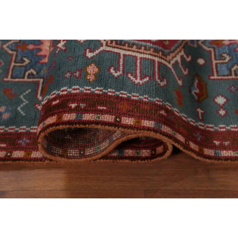 Teal Green Khotan Oriental Runner Rug Hand-Knotted Wool Carpet - 2'6"x 9'9"