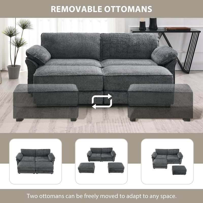 81'' Convertible 4-Seat Modular Sectional Sofa with Loveseat and Ottoman, Flexible Design for Living Room or Office