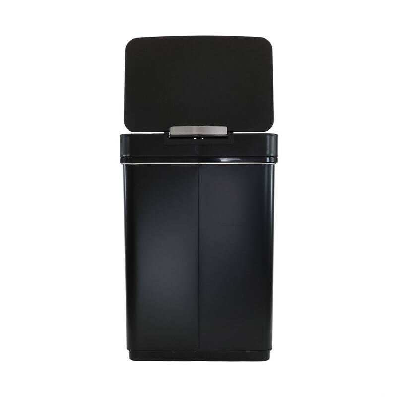 Hanover 13.2-Gallon (50-Liter) Hands-Free Metal Trash Can with Motion Sensor Lid in Fingerprint-Resistant Black Stainless Steel