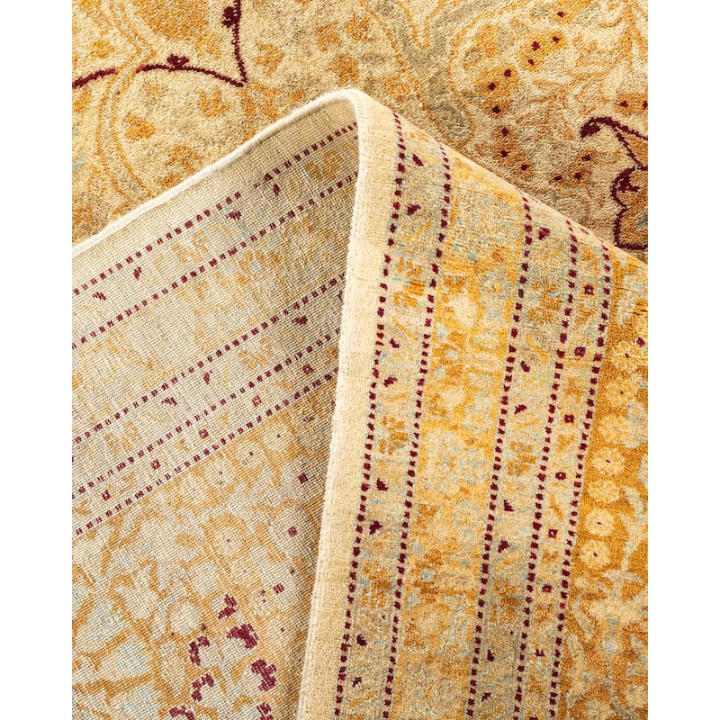 Overton Hand Knotted Wool Vintage Inspired Traditional Mogul Ivory Runner Rug