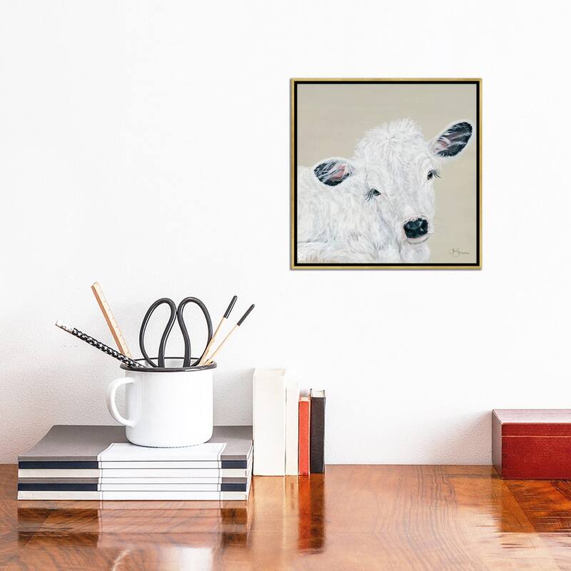 iCanvas "White Calf" by Hollihocks Art Framed Canvas Print