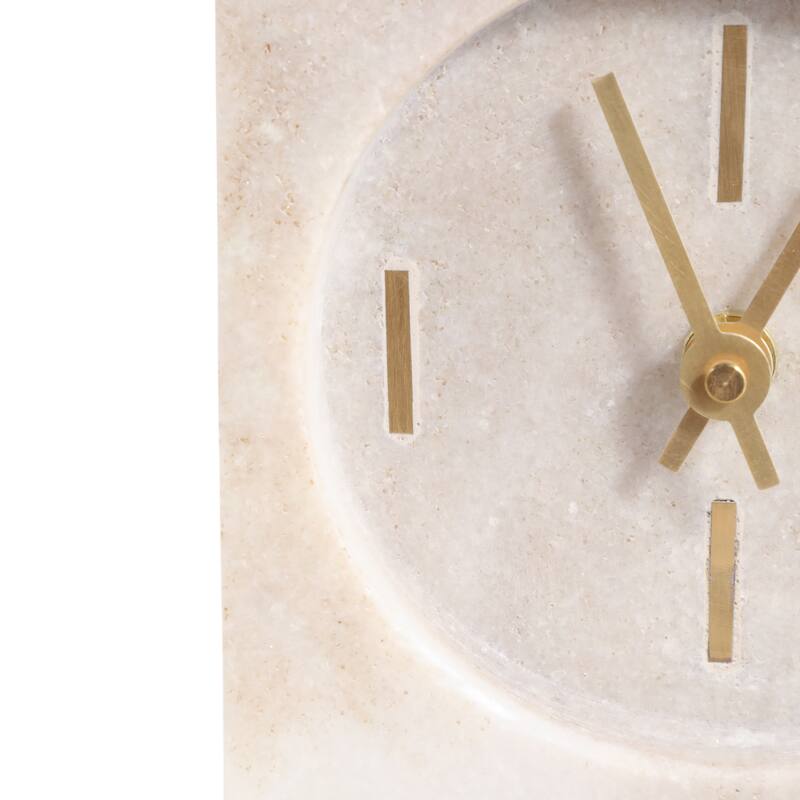 Modern Stone and Marble Clock with Contemporary Design - Beige