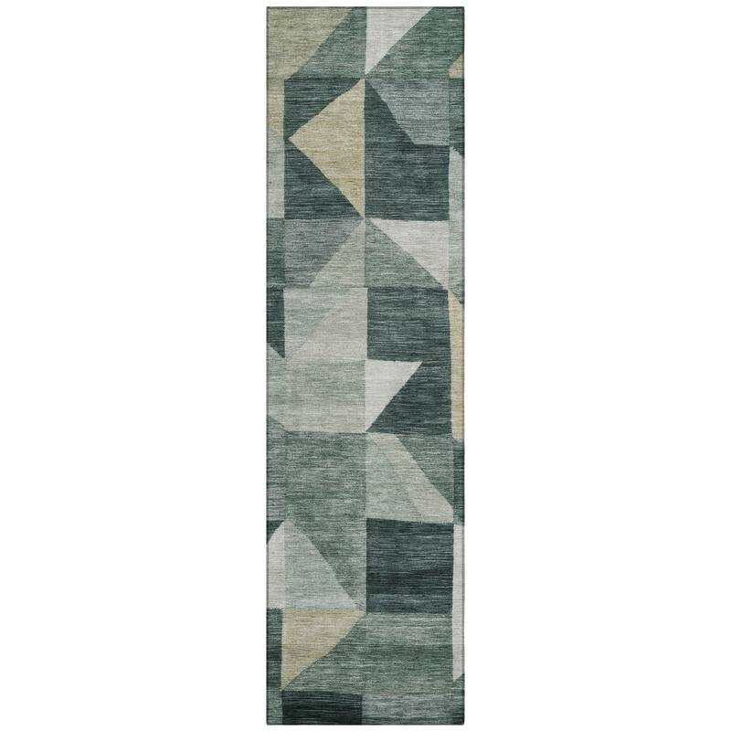 Machine Washable Indoor/ Outdoor Geo Rubi Chantille Rug