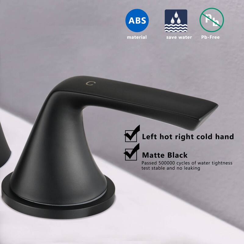 BATHLET 3 Hole 2 Handle Waterfall Bathroom Sink Faucet in Matte Black