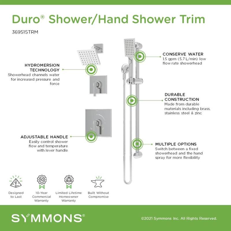 Symmons 369515TRM Duro HydroMersion Pressure Balanced Shower System