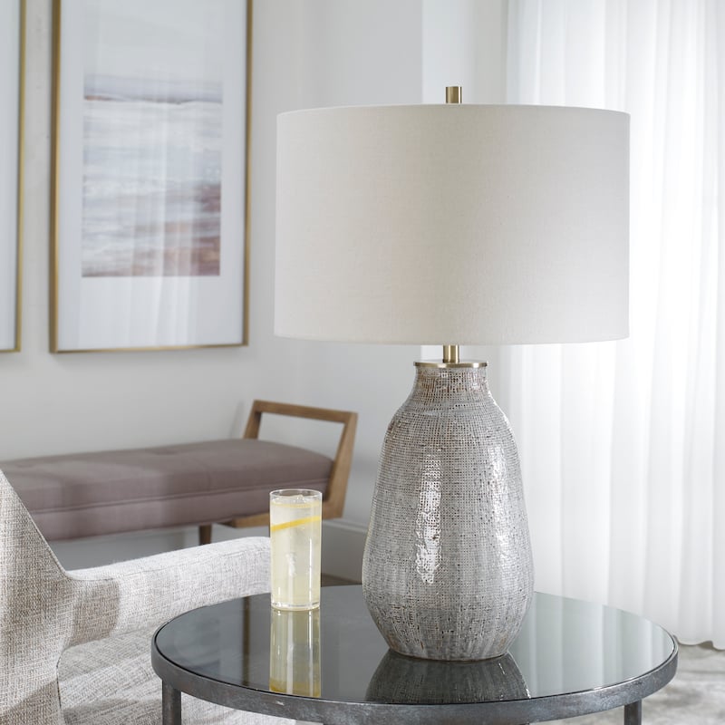 Uttermost Monacan Grey Textured Table Lamp - 25.5"H