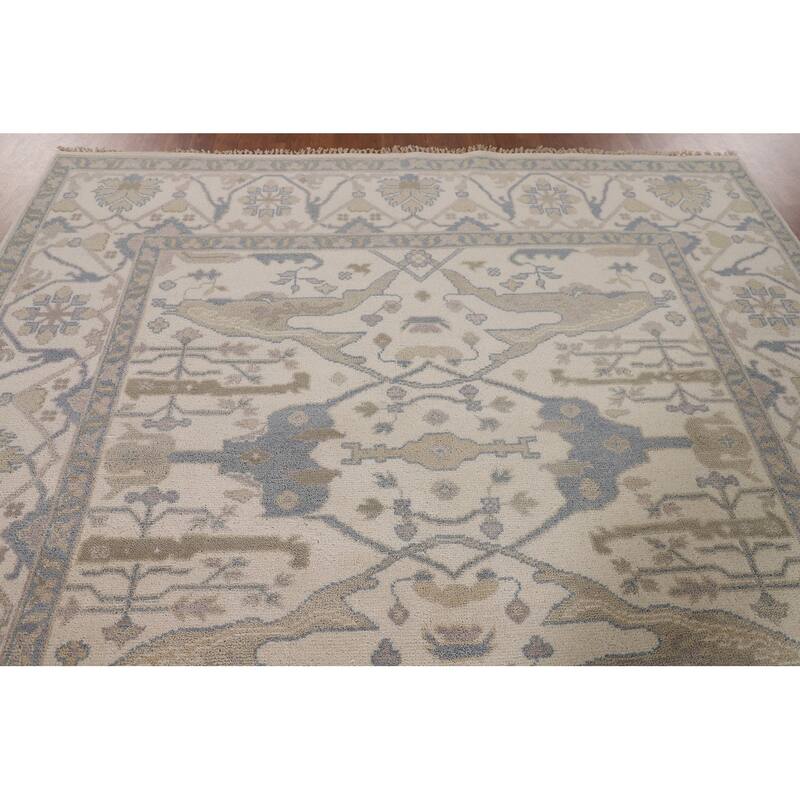 All-Over Oushak Oriental Square Area Rug Handmade Wool Carpet - 7'10"x 7'11"