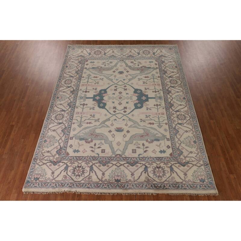 Oushak Oriental Area Rug Handmade Floral Wool Carpet - 9'0" x 11'9"