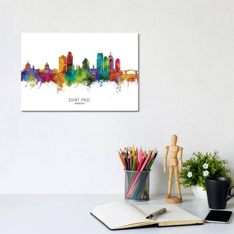 iCanvas "Saint Paul Minnesota Skyline" by Michael Tompsett Canvas Print - 8x12x0.75