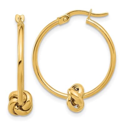 Curata 14k Yellow Gold Polished Knot Hoop Earrings - 26.65x22.42mm