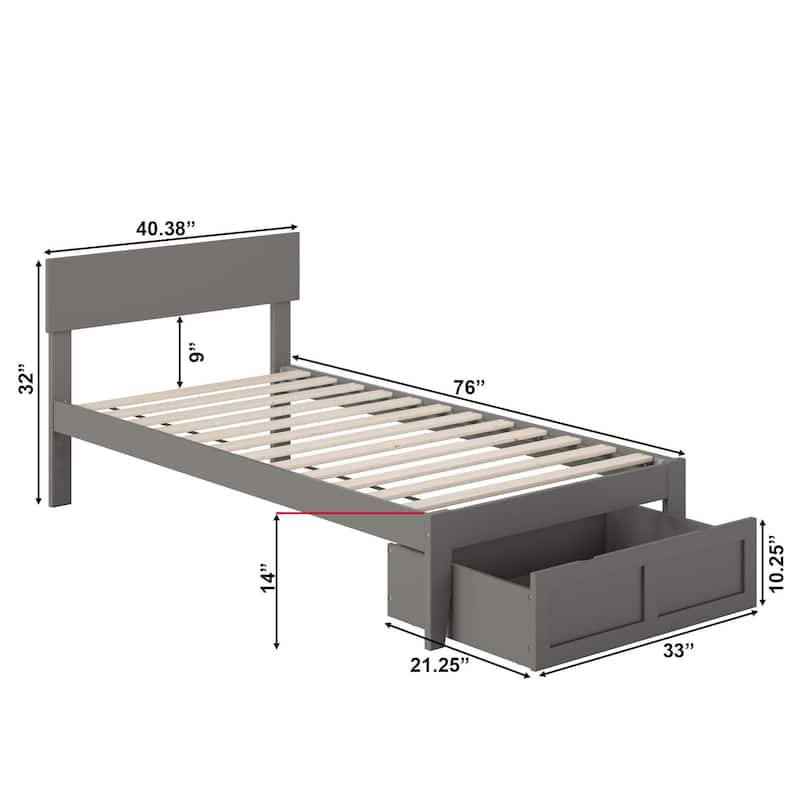 AFI Boston Platform Bed with Foot Drawer